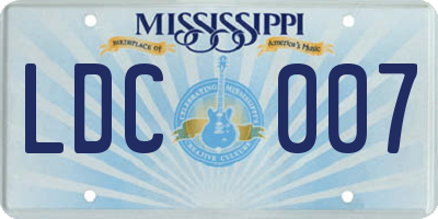 MS license plate LDC007