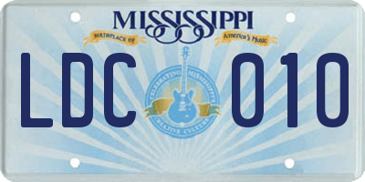 MS license plate LDC010