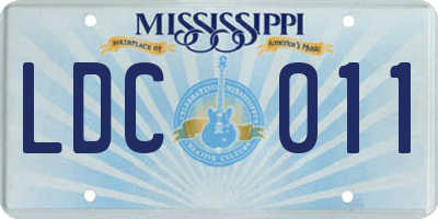 MS license plate LDC011