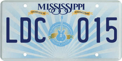 MS license plate LDC015