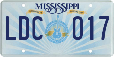 MS license plate LDC017