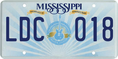 MS license plate LDC018