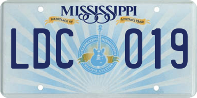MS license plate LDC019