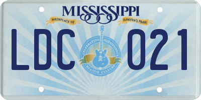 MS license plate LDC021