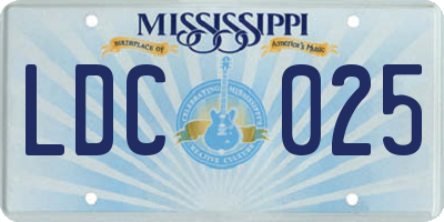 MS license plate LDC025