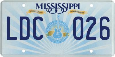 MS license plate LDC026