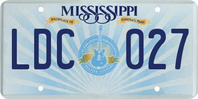 MS license plate LDC027
