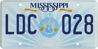 MS license plate LDC028