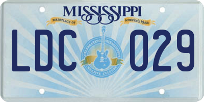 MS license plate LDC029