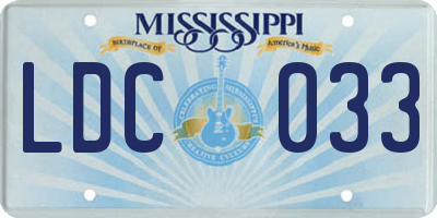MS license plate LDC033