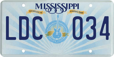 MS license plate LDC034