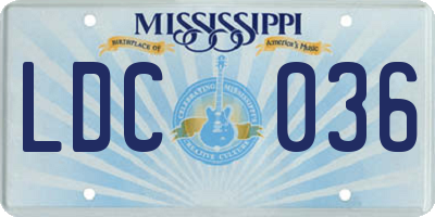 MS license plate LDC036