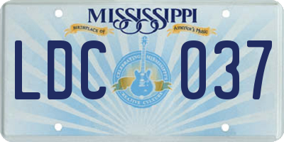 MS license plate LDC037