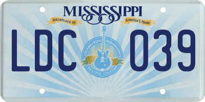 MS license plate LDC039