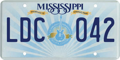 MS license plate LDC042
