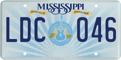 MS license plate LDC046