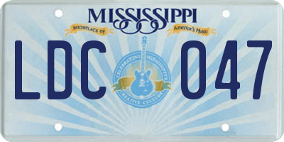 MS license plate LDC047