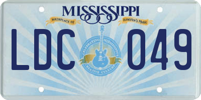 MS license plate LDC049
