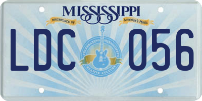 MS license plate LDC056