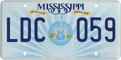 MS license plate LDC059