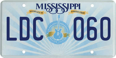 MS license plate LDC060