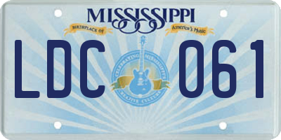 MS license plate LDC061