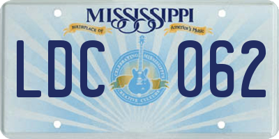 MS license plate LDC062