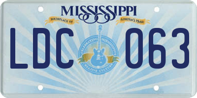 MS license plate LDC063