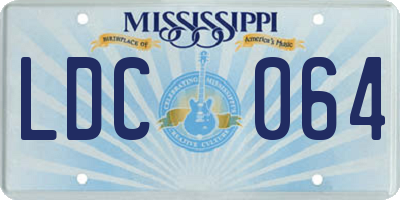 MS license plate LDC064