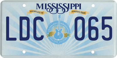 MS license plate LDC065