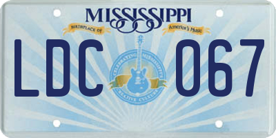 MS license plate LDC067