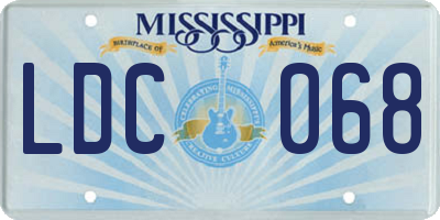 MS license plate LDC068