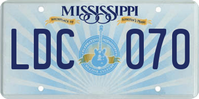 MS license plate LDC070