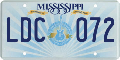 MS license plate LDC072