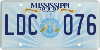 MS license plate LDC076