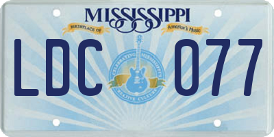 MS license plate LDC077