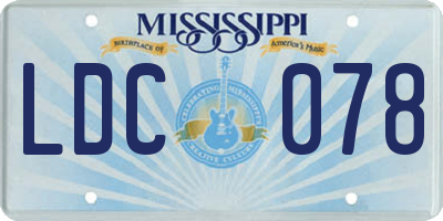 MS license plate LDC078