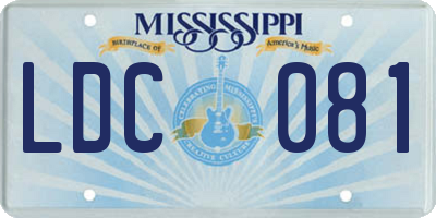 MS license plate LDC081