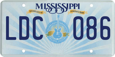 MS license plate LDC086