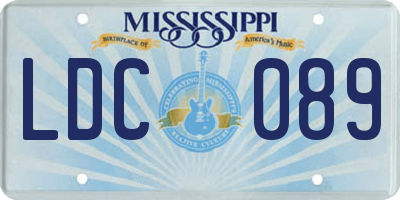 MS license plate LDC089