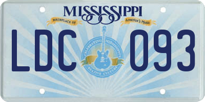 MS license plate LDC093