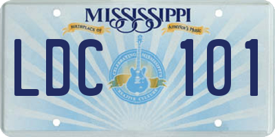 MS license plate LDC101