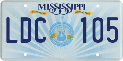 MS license plate LDC105