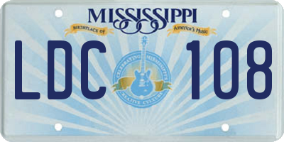 MS license plate LDC108