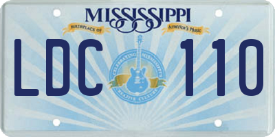 MS license plate LDC110