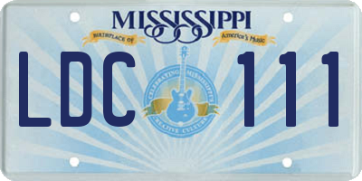 MS license plate LDC111