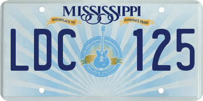 MS license plate LDC125