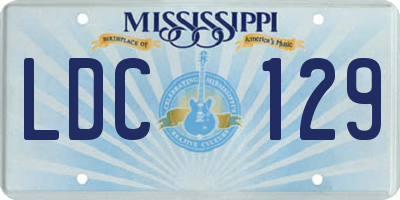 MS license plate LDC129