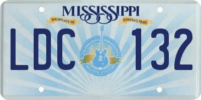 MS license plate LDC132