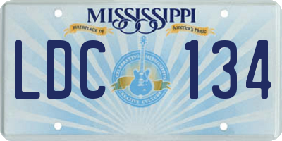 MS license plate LDC134